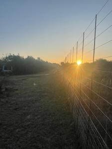 Pretoria-NoordKings view exclusive villas (KVEV)的太阳落在后面的栅栏