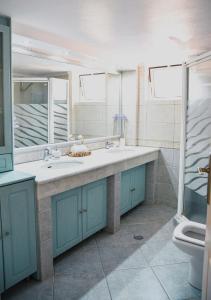 拉夫里翁Spacious & Bright flat with balcony的一间带大水槽和卫生间的浴室