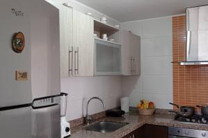 圣希尔Apartamento con maravillosa vista al río Fonce的厨房配有水槽和冰箱