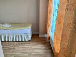乌兰巴托2 bedrooms apartment的一间卧室配有一张床,铺有木地板