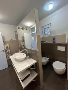 诺维·维诺多尔斯基Apartments Villa Manda的一间带水槽和卫生间的浴室