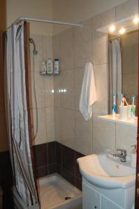KorakádesVilla Korakades的带淋浴和盥洗盆的浴室