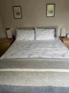 Weston SubedgeChurch View的卧室内的一张带白色床单和枕头的床