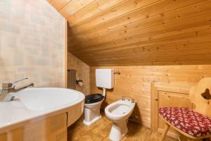 卡纳泽伊Baita Pecol Passo Pordoi的浴室配有白色浴缸和卫生间。