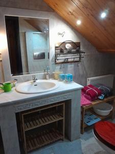 帕拉塔蒙Villa Nestor的一间带水槽和镜子的浴室