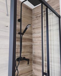 福洛尼卡Casa Amapola的带淋浴的浴室,带玻璃门