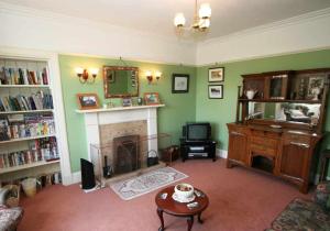 牛顿莫尔Cluny Mains的客厅设有壁炉和电视。