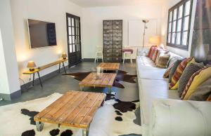 马略卡岛帕尔马Villa Margarita的客厅配有沙发、桌子和电视
