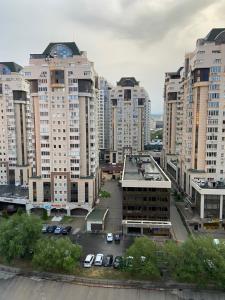 阿拉木图Квартира в центре Алматы的城市空中景观高楼