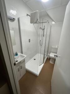 布拉克内尔阿德默勒旅馆的带淋浴和卫生间的白色浴室