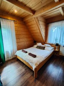 乔乔洛U Dziadka的小木屋内一间卧室,配有一张床