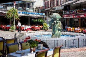 伊斯坦布尔Merdin Suites & Hotel - Downtown的街道中央的喷泉
