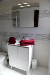 圣康坦Saturne的浴室配有白色水槽和卫生间。