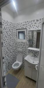 卡尔卢巴格Guest House Keskic的一间带卫生间和水槽的浴室以及一台电视。