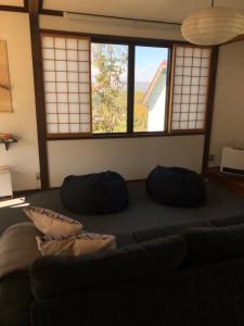 野沢NIKONOS III的带沙发和2扇窗户的客厅