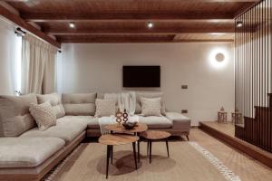卡利地亚Villa Frontale的带沙发和电视的客厅