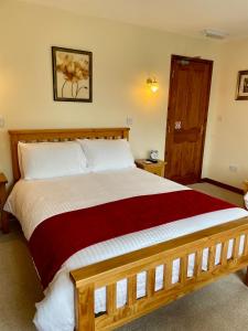 彭里斯Sunset House B&B的一间卧室配有一张带红色毯子的大床