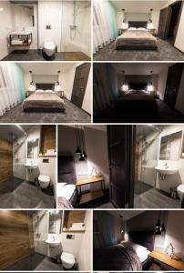 塔塔里夫Chalet Venterivka的卧室四幅相片的拼贴
