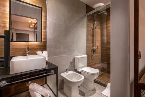 布宜诺斯艾利斯Up Barrio Norte的浴室配有卫生间、盥洗盆和淋浴。