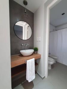 迈普Bosques de Mayo - Departamento 1的一间带水槽、镜子和卫生间的浴室