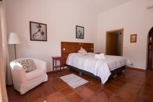 蒙希克Casa Spa d'Alma的一间卧室配有一张床和一把椅子