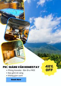 萨帕Phủ Giáng Vân Homestay Sapa的一张别墅式纯合的传单,上面显示了一栋房子的照片