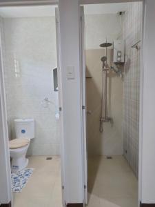 利帕DULLI TRANSIENT HOUSE的白色的浴室设有卫生间和淋浴。