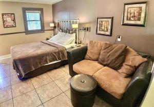 尤里卡斯普林斯D'vinery Rock Cottage/ #6的客厅配有沙发和1张床
