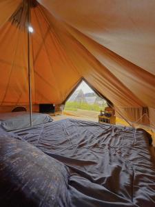 丹那拉打The Backyard Glamping Cameron Highlands的帐篷,配有床和窗户