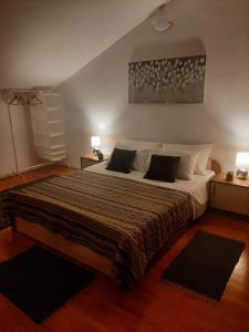 圣菲利普雅科夫Apartments Luna的一间卧室配有一张大床和两个枕头