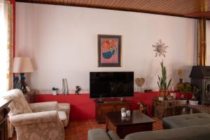 蒙希克Casa Spa d'Alma的客厅设有壁挂式平面电视。