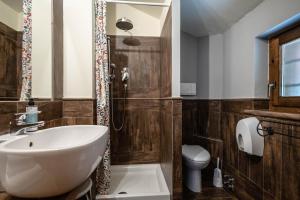 尚波吕克Alpine Forest Hotel的一间带水槽和卫生间的浴室