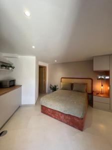 波尔图Casas da Corujeira的一间卧室配有一张床和一间厨房