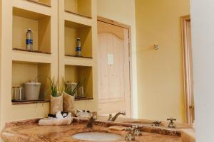 克雷塔罗Gran Hotel de Querétaro的一间带水槽和大镜子的浴室