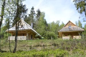 新塔尔格Domek w górach SmoLenisko的树木林地的几栋房子