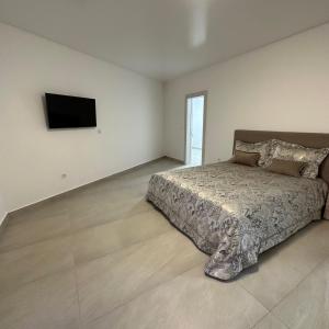 巴尔Akapulco Apartments的一间卧室配有一张床和一台平面电视