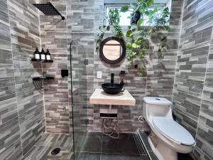奥尔沃克斯岛Casa Tsunuum的一间带卫生间、水槽和镜子的浴室