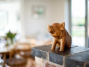 珀肖尔Pass the Keys Peaceful Countryside Residence的一只小猫像坐在砖柱上