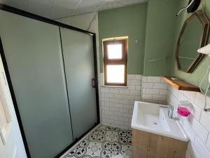格克切达镇Akar Butik Otel的一间带水槽和淋浴的浴室