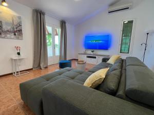 皮萨克Villa Stina的带沙发和电视的客厅