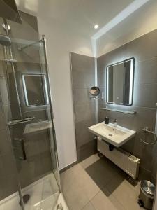 埃姆登法德普特酒店的一间带水槽和淋浴的浴室