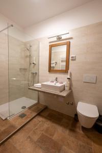 VitovljeFarm Stay Malovščevo的一间带水槽、淋浴和卫生间的浴室