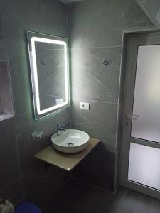 波格拉德茨Kristina Mitllari 1的一间带水槽、镜子和淋浴的浴室