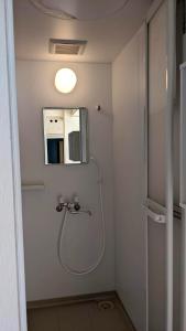AkamineShared residence　BAR　DE‘CEBU的带淋浴和镜子的浴室
