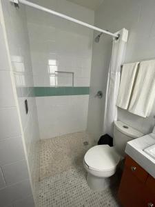 瓦哈卡市Casa Sol的浴室配有白色卫生间和淋浴。