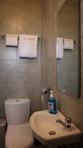 KiambuEl Hogar的一间带卫生间、水槽和镜子的浴室