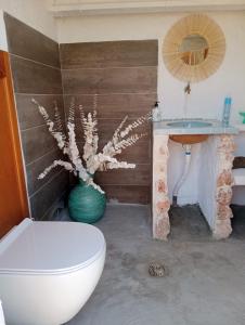 拉梅特拉·德·玛尔Yurta Bora Bora的一间带卫生间和水槽的浴室