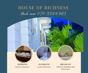 尼甘布House of Richness的一张传单,用来传一个富豪的房子,上面有一张房间四张照片
