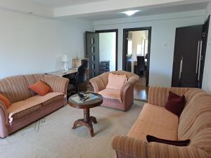 采蒂涅Apartments Mirković的客厅配有两张沙发和一张桌子
