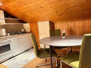 坎德施泰格Alpina Appartment 2的一间厨房,里面配有桌椅